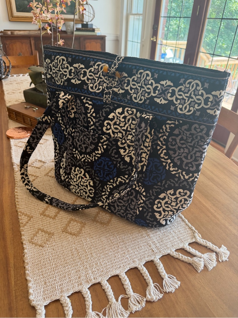 Vera Bradley Tote in the retired Canterberry Cobalt pattern